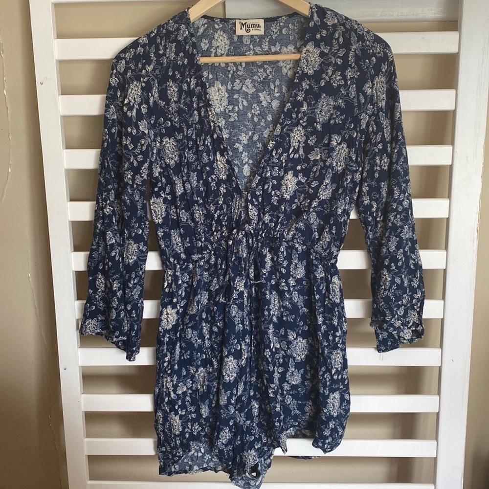 Show Me Your Mumu "Roxy" Blue Floral Romper Size XS